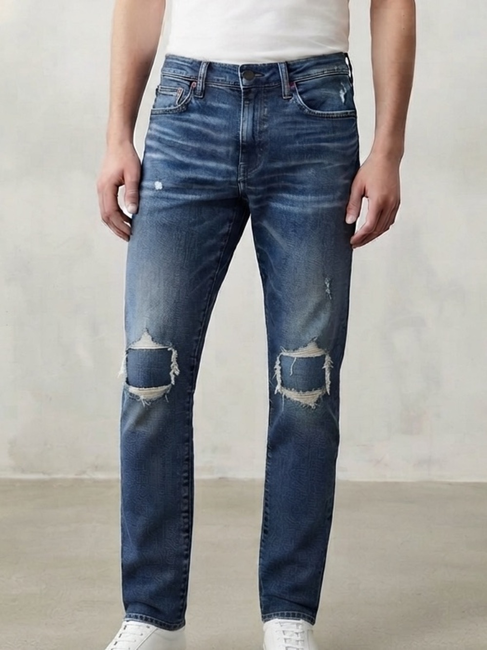 American Eagle Slim Straight Jeans Men's 29x32 Distressed Medium Wash Denim
